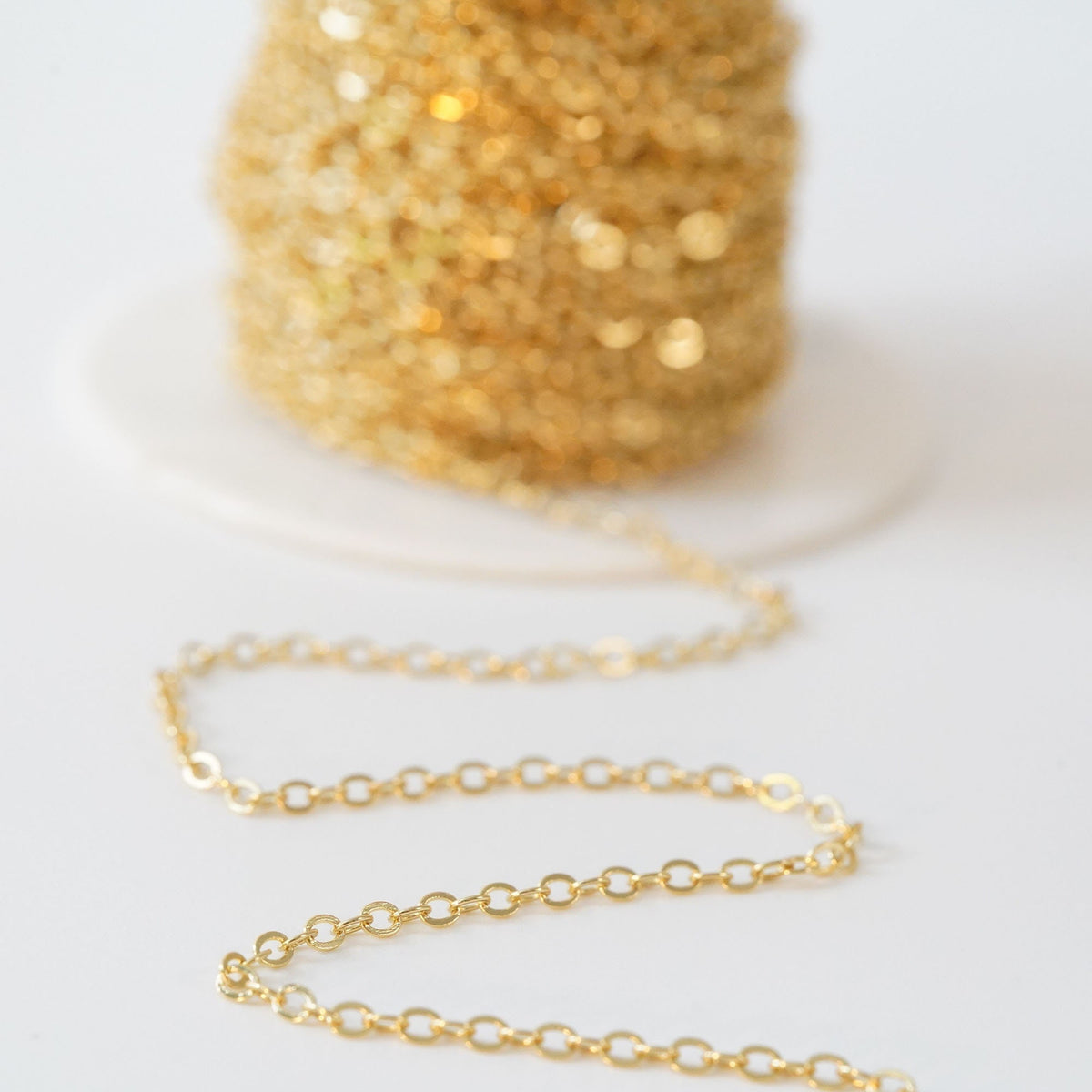 Gold Oval Chain,18K Gold Filled Rectangle Chain for Necklace Bracelet DIY Jewelry Making Supply 2mm