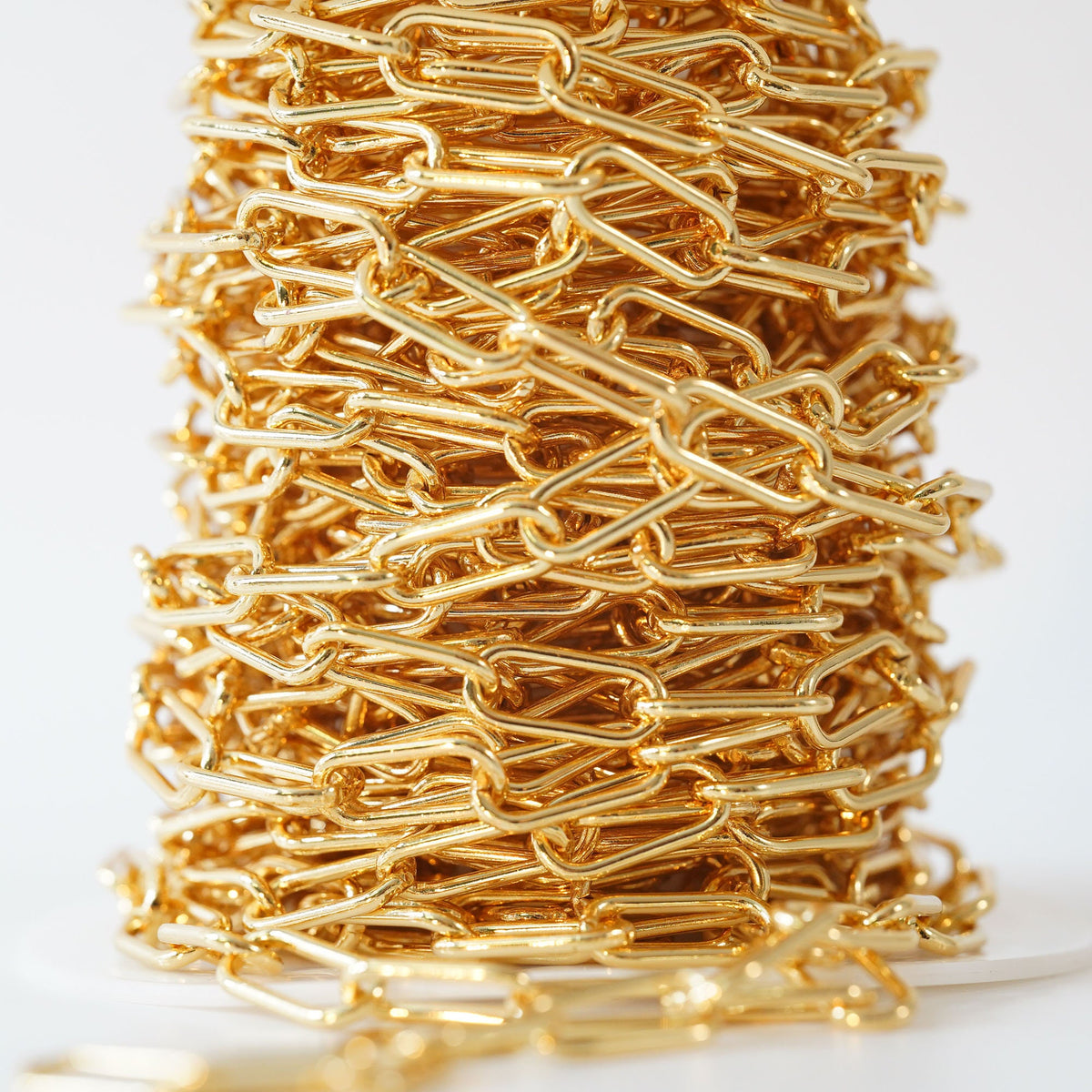18K Gold Filled Oval Paperclip Chain 2 mm, 3.28 ft for Jewelry Making