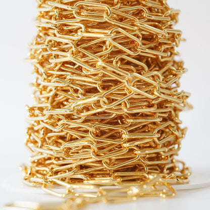 18K Gold Filled Oval Paperclip Chain 2 mm, 3.28 ft for Jewelry Making