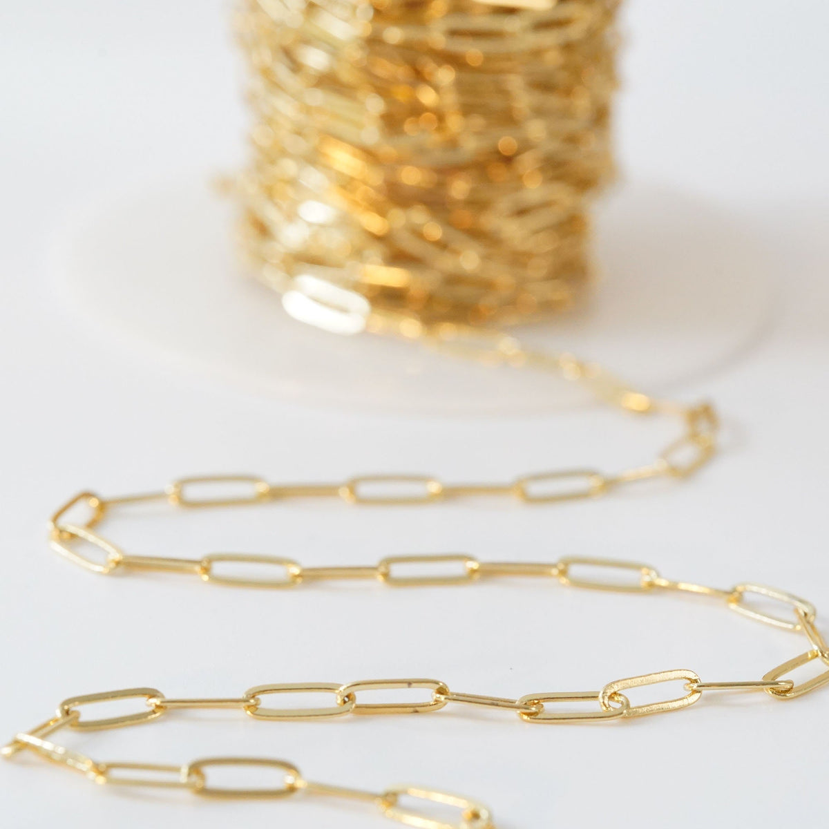 18K Gold Filled Oval Paperclip Chain 9 mm, 3.28 ft for Jewelry Making