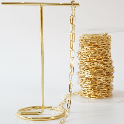 18K Gold Filled Oval Paperclip Chain 9 mm, 3.28 ft for Jewelry Making