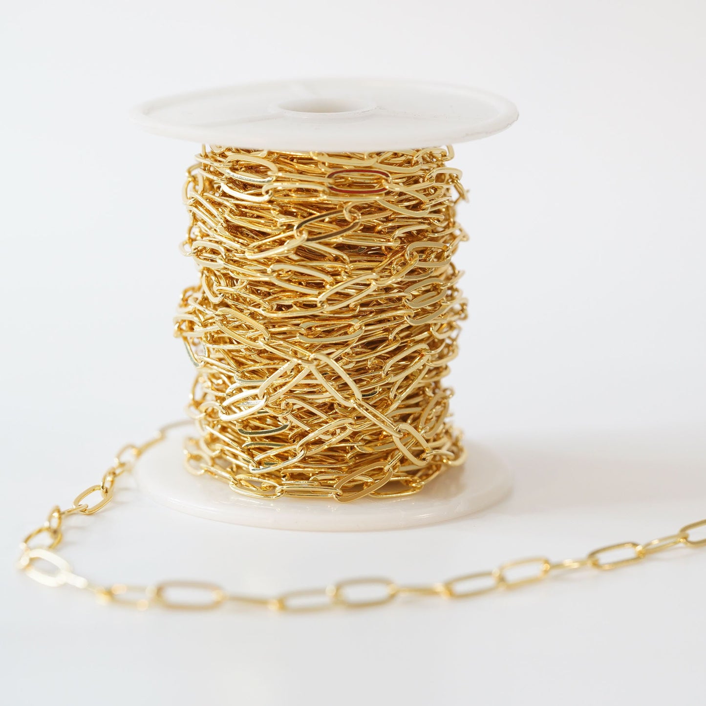 Gold Oval Chain,18K Gold Filled Rectangle paper clip Chain for Necklace Bracelet DIY Jewelry Making Supply 4x10mm