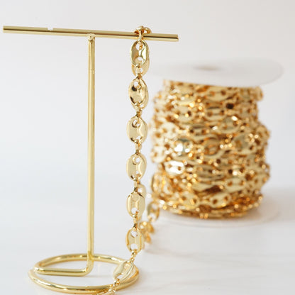 18K Gold Filled Oval Oval Chain 8 mm, 3.28 ft for Jewelry Making