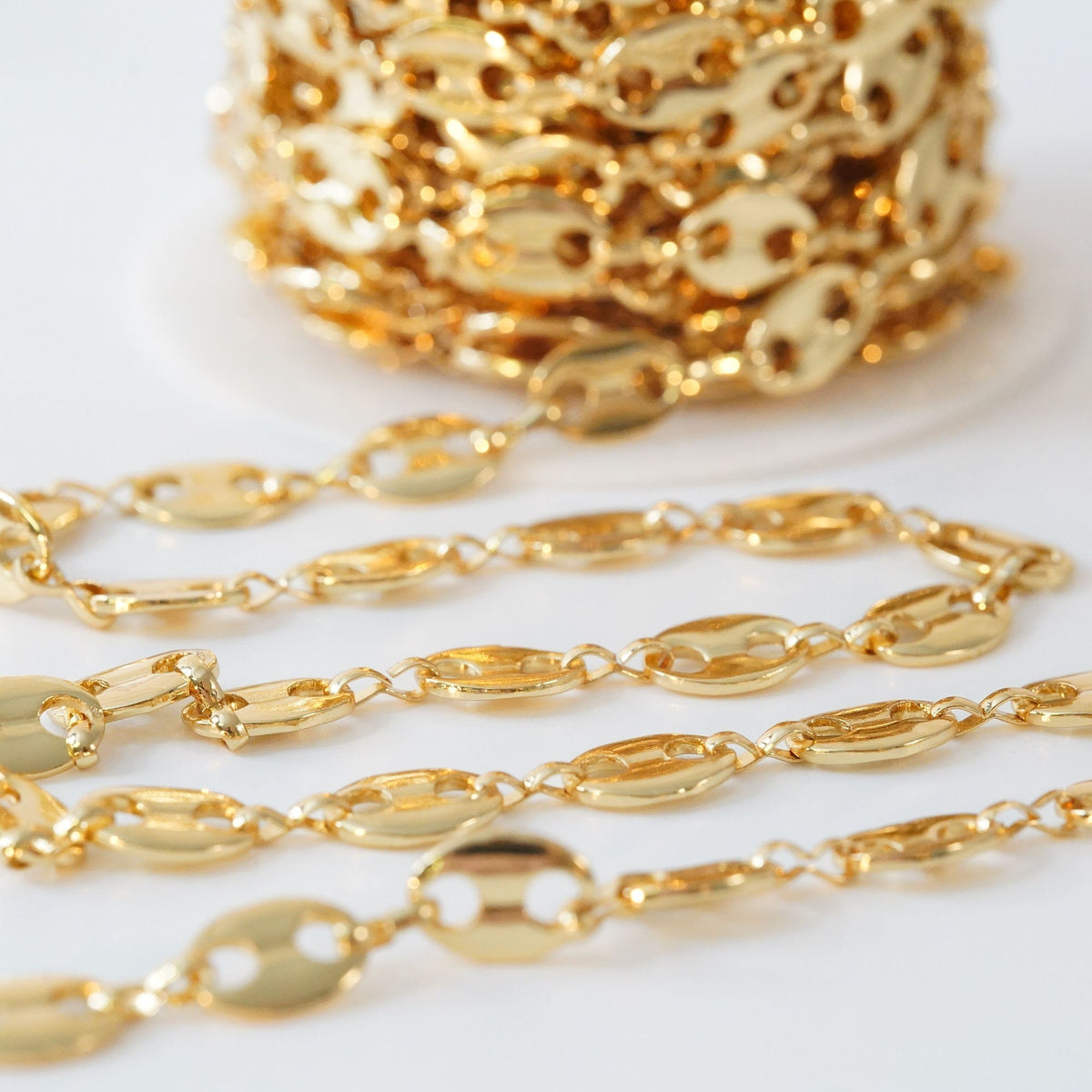 18K Gold Filled Oval Oval Chain 8 mm, 3.28 ft for Jewelry Making