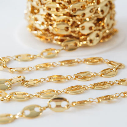 18K Gold Filled Oval Oval Chain 8 mm, 3.28 ft for Jewelry Making