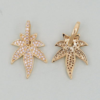 Gold Maple Leaf Charms,18K Gold Filled Maple Leaf Pendant,Maple Leaf Charm Bracelet Necklace for DIY Jewelry Making Supply