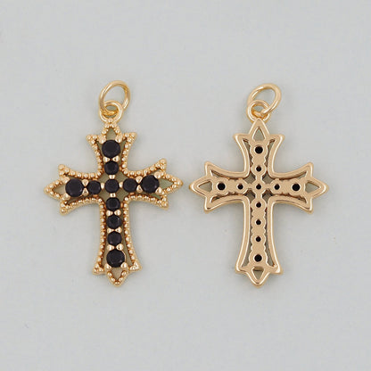 18K Gold Filled Cross Charm Pendant for Jewelry Making