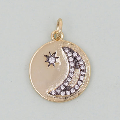 Gold Moon Charms,18K Gold Filled Moon Pendant,Moon Charm Bracelet Necklace for DIY Jewelry Making Supply