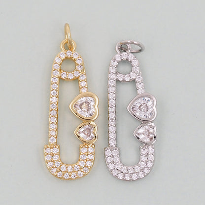 Gold Paper Clip Charms,18K Gold Filled Paper Clip Pendant,Paper Clip Charm Bracelet Necklace for DIY Jewelry Making Supply
