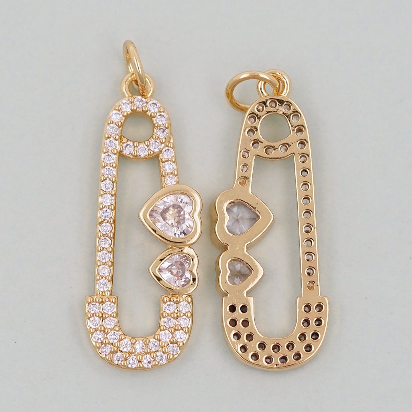 Gold Paper Clip Charms,18K Gold Filled Paper Clip Pendant,Paper Clip Charm Bracelet Necklace for DIY Jewelry Making Supply