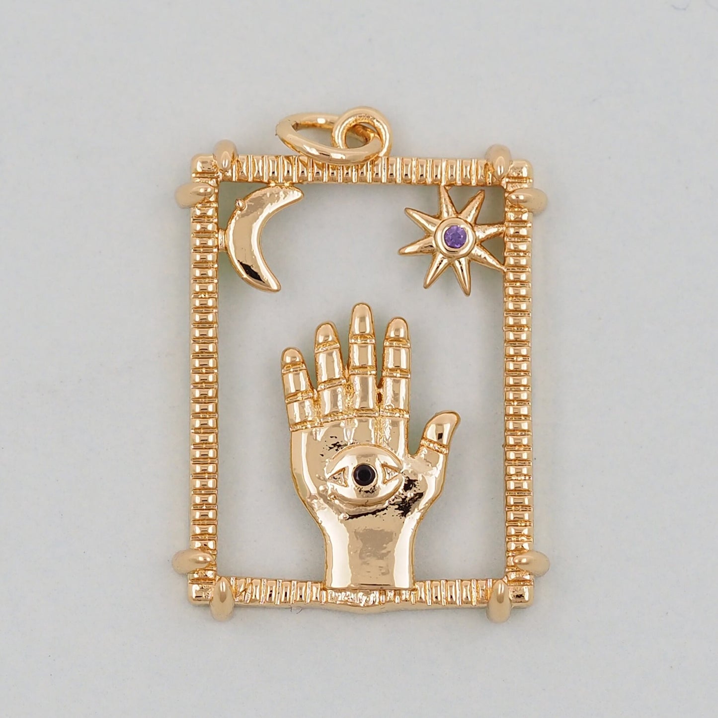 Gold Hamsa Hand Charms,18K Gold Filled Hamsa Pendant,Hamsa Hand Charm Bracelet Necklace for DIY Jewelry Making Supply