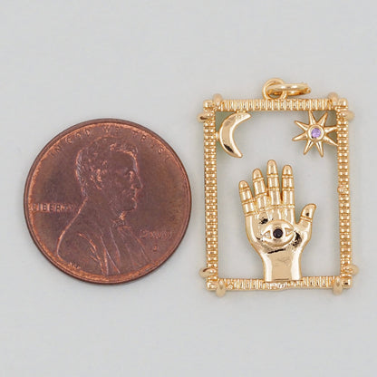 18K Gold Filled Hamsa Charm Pendant for Jewelry Making