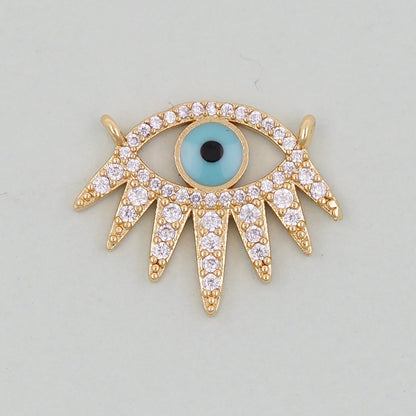 18K Gold Filled Evil Eye Pendant,Evil Eye Charm Bracelet Necklace for DIY Jewelry Making Supply