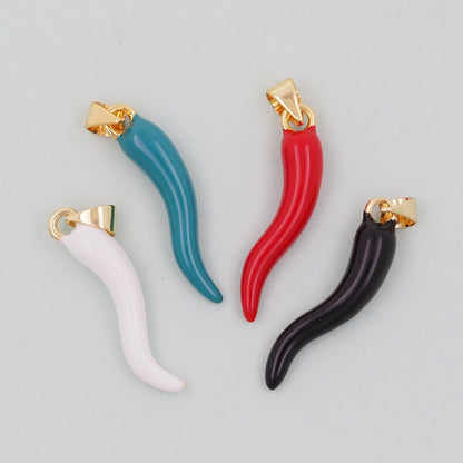 18K Gold Filled Italian Horn Pendant,Italian Horn Charm Bracelet Necklace for DIY Jewelry Making Supply