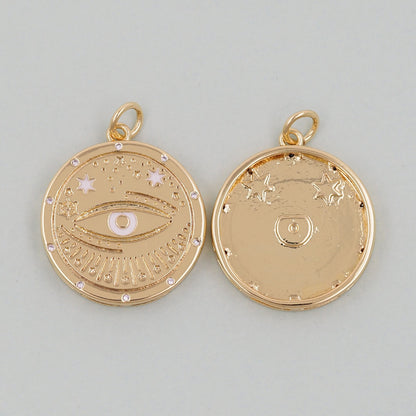18K Gold Filled Evil Eye Pendant,Evil Eye Charm Bracelet Necklace for DIY Jewelry Making Supply