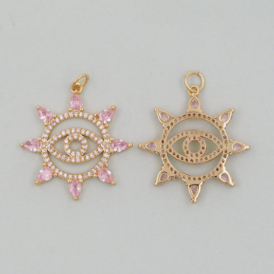 18K Gold Filled Evil Eye Pendant,Evil Eye Charm Bracelet Necklace for DIY Jewelry Making Supply