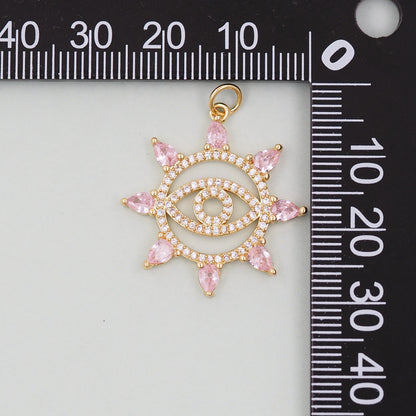 18K Gold Filled Evil Eye Pendant,Evil Eye Charm Bracelet Necklace for DIY Jewelry Making Supply