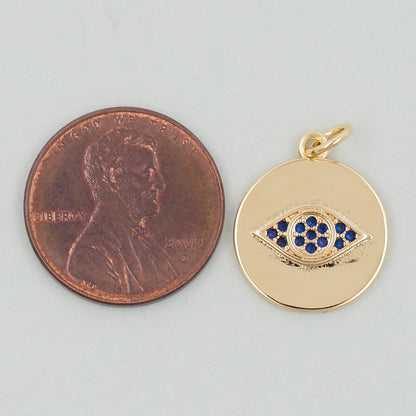 18K Gold Filled Evil Eye Pendant,Evil Eye Charm Bracelet Necklace for DIY Jewelry Making Supply
