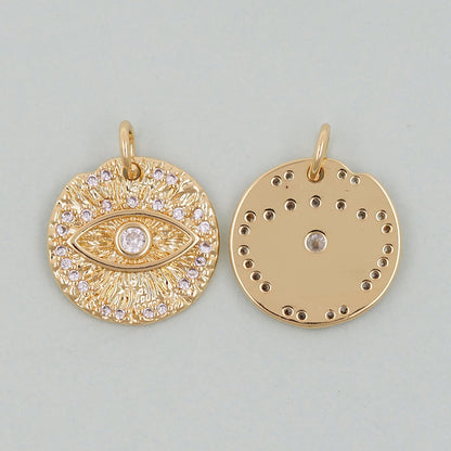 18K Gold Filled Evil Eye Charm Pendant for Jewelry Making