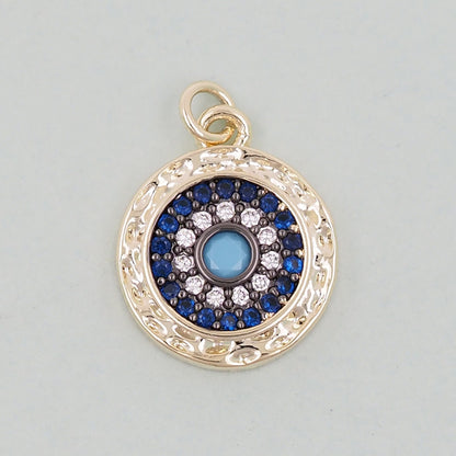 18K Gold Filled Evil Eye Charm Pendant for Jewelry Making