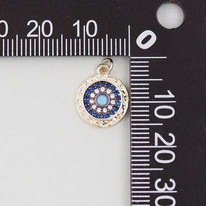 18K Gold Filled Evil Eye Charm Pendant for Jewelry Making