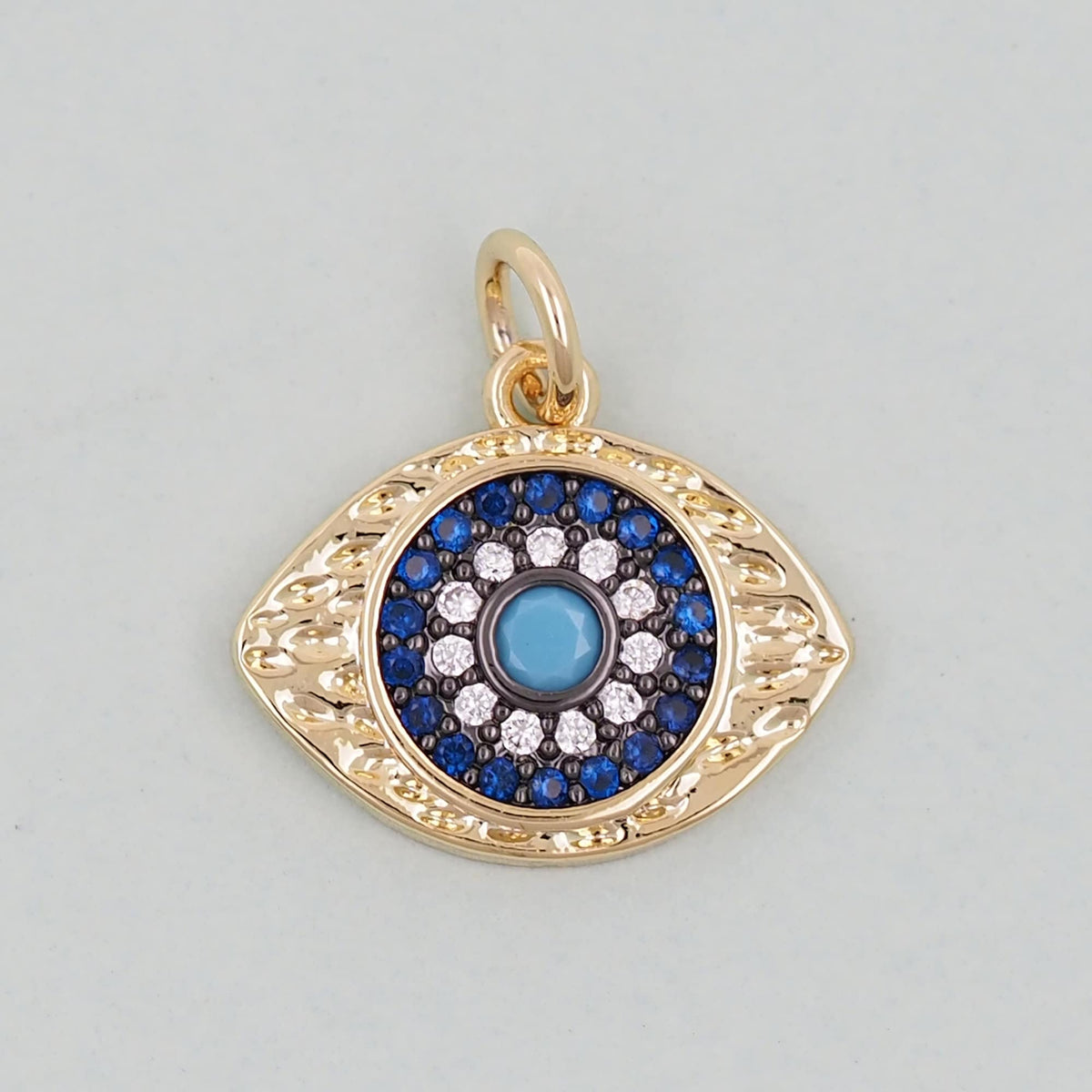 18K Gold Filled Evil Eye Pendant,Evil Eye Charm Bracelet Necklace for DIY Jewelry Making Supply