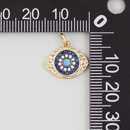 18K Gold Filled Evil Eye Pendant,Evil Eye Charm Bracelet Necklace for DIY Jewelry Making Supply