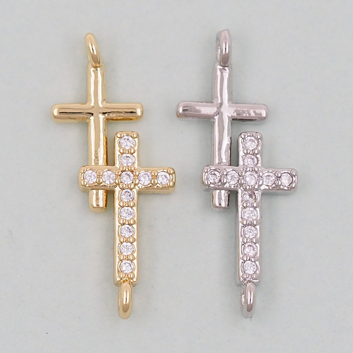 18K Gold Filled Cross Pendant,Cross Charm Bracelet Necklace for DIY Jewelry Making Supply