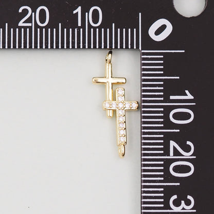 18K Gold Filled Cross Pendant,Cross Charm Bracelet Necklace for DIY Jewelry Making Supply