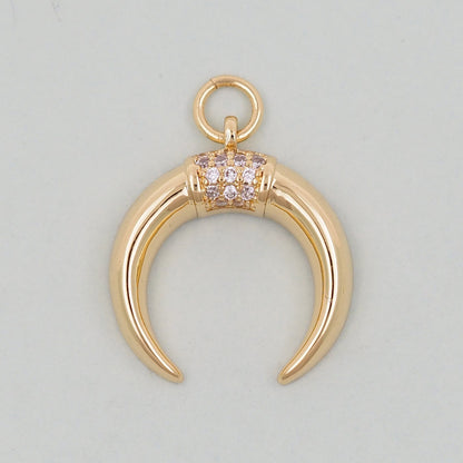 18K Gold Filled Horn Pendant,Horn Charm Bracelet Necklace for DIY Jewelry Making Supply
