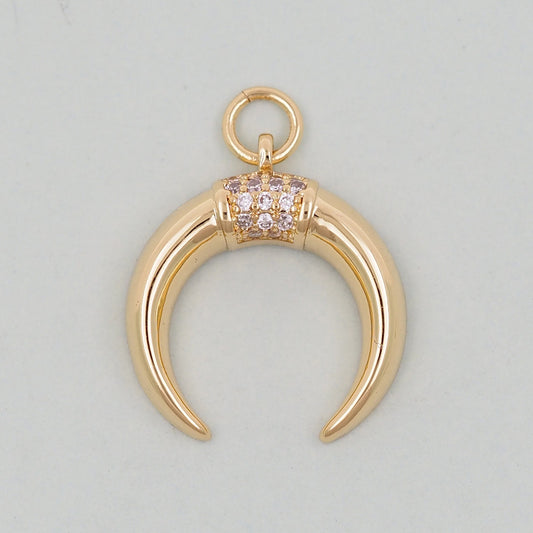 18K Gold Filled Horn Pendant,Horn Charm Bracelet Necklace for DIY Jewelry Making Supply