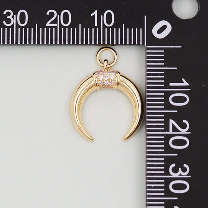 18K Gold Filled Horn Pendant,Horn Charm Bracelet Necklace for DIY Jewelry Making Supply