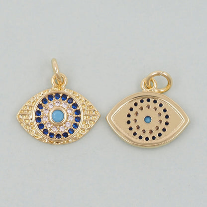 18K Gold Filled Evil Eye Pendant,Evil Eye Charm Bracelet Necklace for DIY Jewelry Making Supply