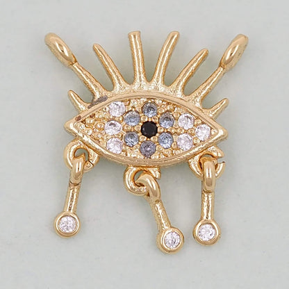 18K Gold Filled Evil Eye Charm Pendant for Jewelry Making