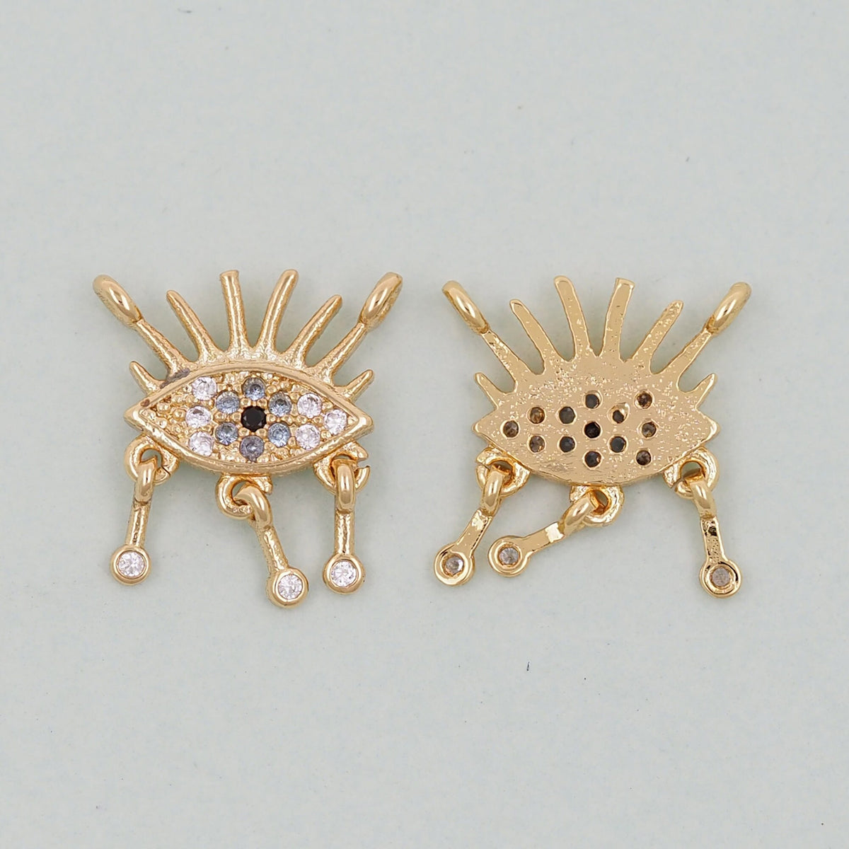 18K Gold Filled Evil Eye Charm Pendant for Jewelry Making
