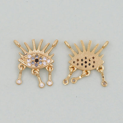 18K Gold Filled Evil Eye Charm Pendant for Jewelry Making