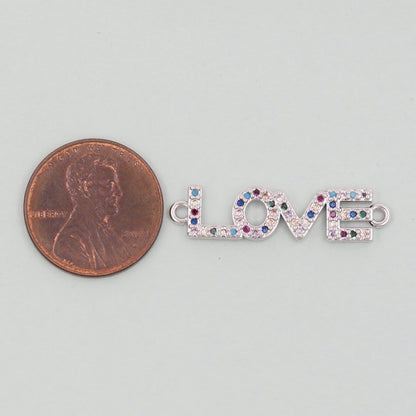 Gold Love Connector Charms,18K Gold Filled Love Pendant,Love Charm Bracelet Necklace for DIY Jewelry Making Supply