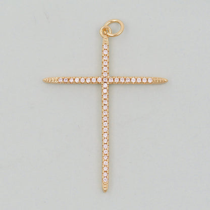 Gold Cross Charms,18K Gold Filled Cross Pendant,Cross Charm Bracelet Necklace for DIY Jewelry Making Supply