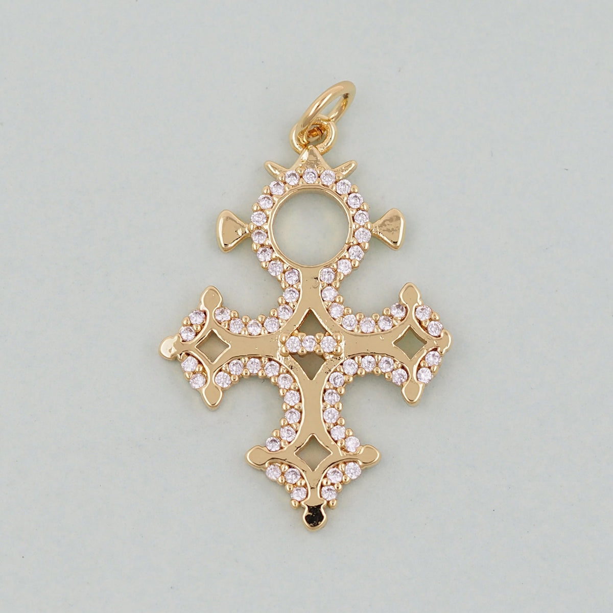 18K Gold Filled Cross Pendant,Cross Charm Bracelet Necklace for DIY Jewelry Making Supply