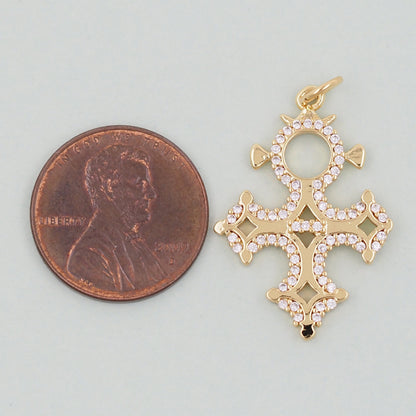 18K Gold Filled Cross Pendant,Cross Charm Bracelet Necklace for DIY Jewelry Making Supply