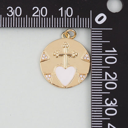 Gold Sacred Heart Charms,18K Gold Filled Sacred Heart Pendant,Sacred Heart Charm Bracelet Necklace for DIY Jewelry Making Sup
