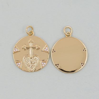 18K Gold Filled Sacred Heart Pendant,Sacred Heart Charm Bracelet Necklace for DIY Jewelry Making Supply