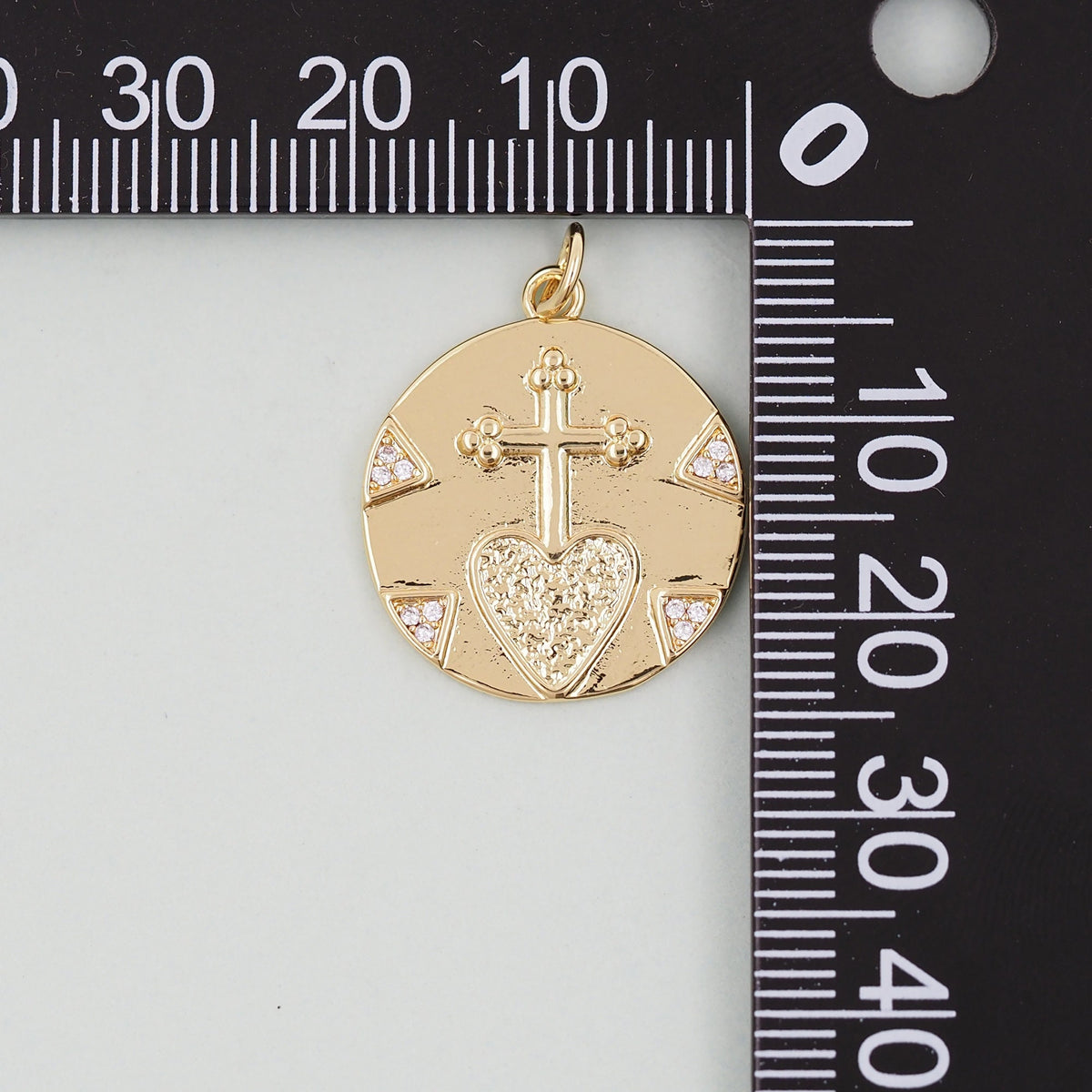 18K Gold Filled Sacred Heart Pendant,Sacred Heart Charm Bracelet Necklace for DIY Jewelry Making Supply