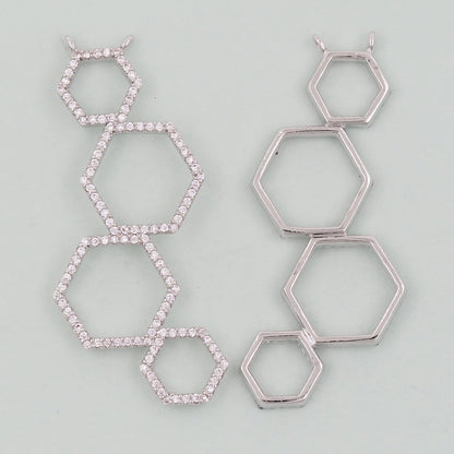 18K Gold Filled Hexagon Pendant,Hexagon Charm Bracelet Necklace for DIY Jewelry Making Supply