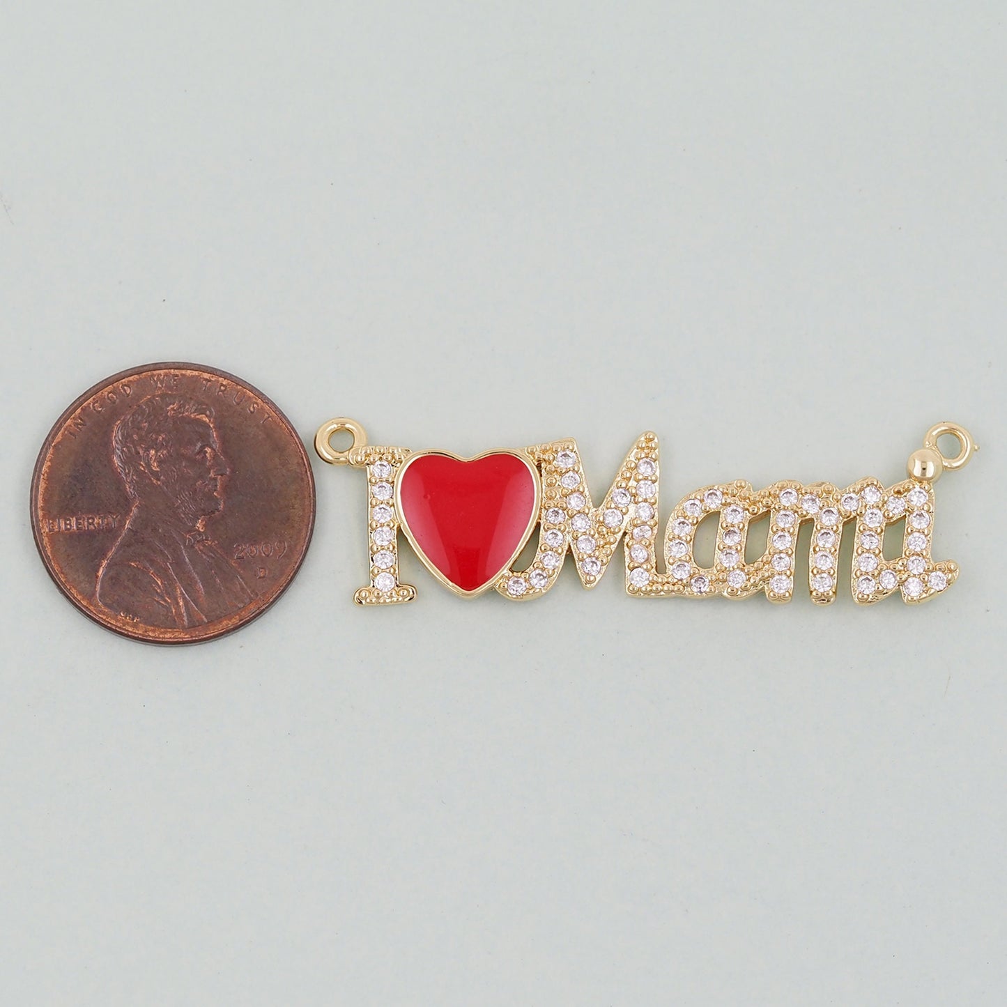 18K Gold Filled Mama Pendant,CZ Micro Pave Mama Charm Bracelet Necklace for DIY Jewelry Making Supply