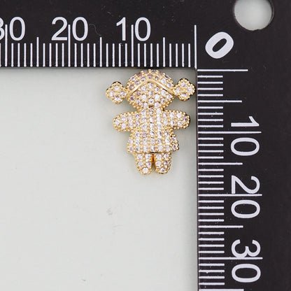 Gold Girl Charms,18K Gold Filled Girl Pendant,Girl Charm Bracelet Necklace for DIY Jewelry Making Supply