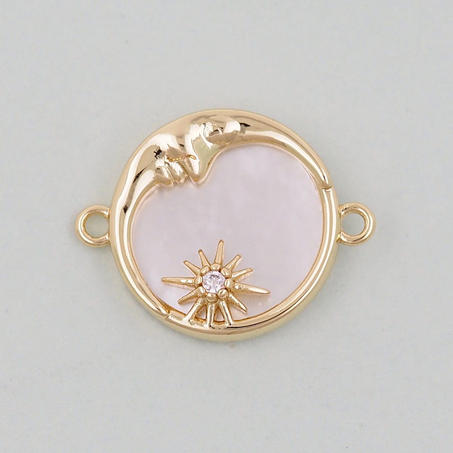 Gold Moon Connector Charms,18K Gold Filled Moon Pendant,Celestial Charm Bracelet Necklace for DIY Jewelry Making Supply
