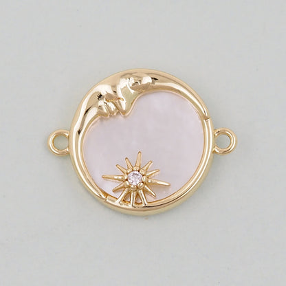 Gold Moon Connector Charms,18K Gold Filled Moon Pendant,Celestial Charm Bracelet Necklace for DIY Jewelry Making Supply