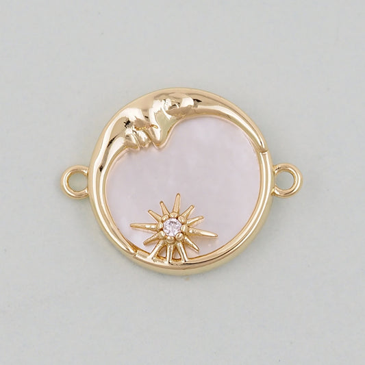 Gold Moon Connector Charms,18K Gold Filled Moon Pendant,Celestial Charm Bracelet Necklace for DIY Jewelry Making Supply