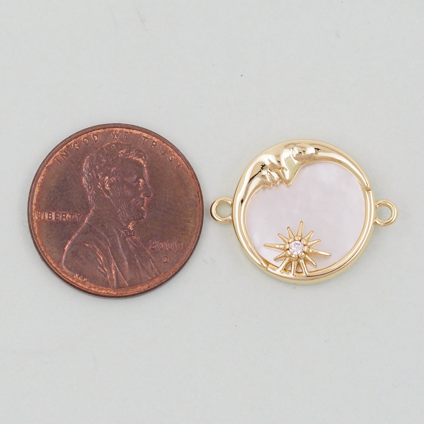 Gold Moon Connector Charms,18K Gold Filled Moon Pendant,Celestial Charm Bracelet Necklace for DIY Jewelry Making Supply